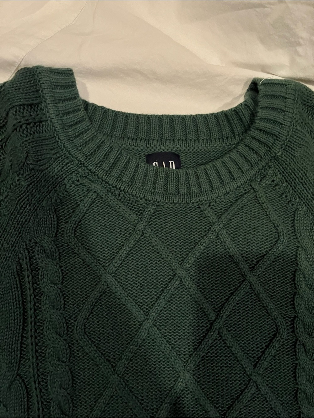 Gap Dark Green Fisherman Sweater Size Large - Picture 3 of 7
